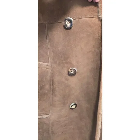 Sheepskin Shop Portland Sheepskin Coat Bone Buttons Vintage Size 40 - Picture 8 of 13